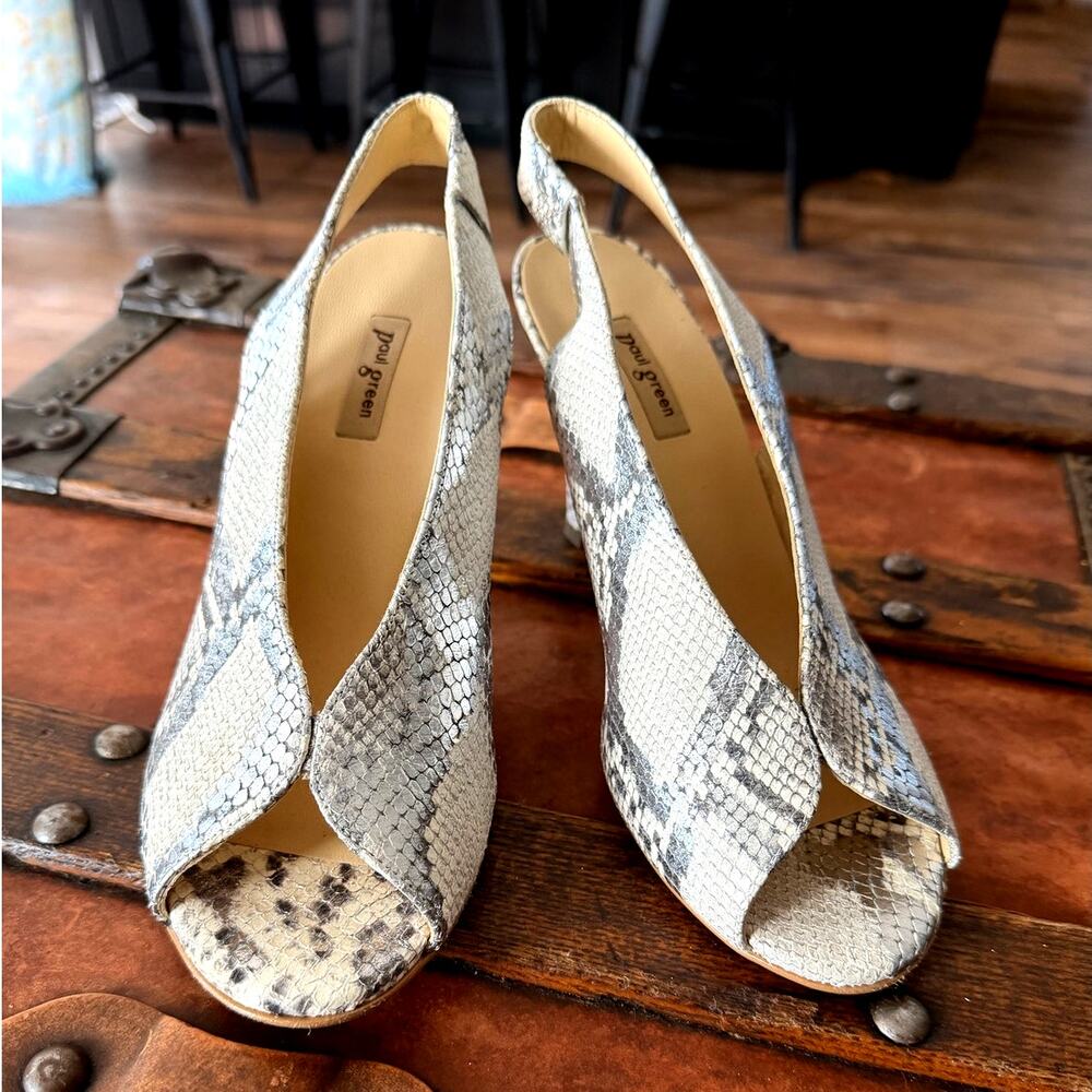 Paul Green Snakeskin Slingback Heels
